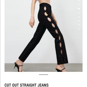 Zara cut out high waisted straight jeans - sold out online (NEW WITH TAGS)
